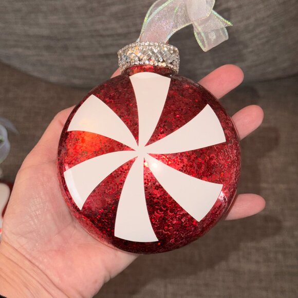 Peppermint Candy Glitter Handmade Christmas Tree Ornaments, Sparkling Crystals - Picture 14 of 16
